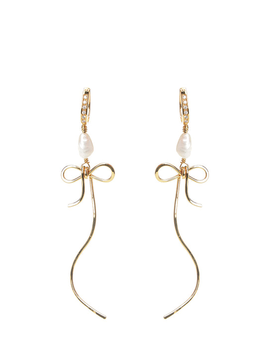 Bow Drop Earrings Jewelry Gold