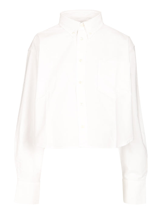 Oversized Cropped Shirt Knitwear White