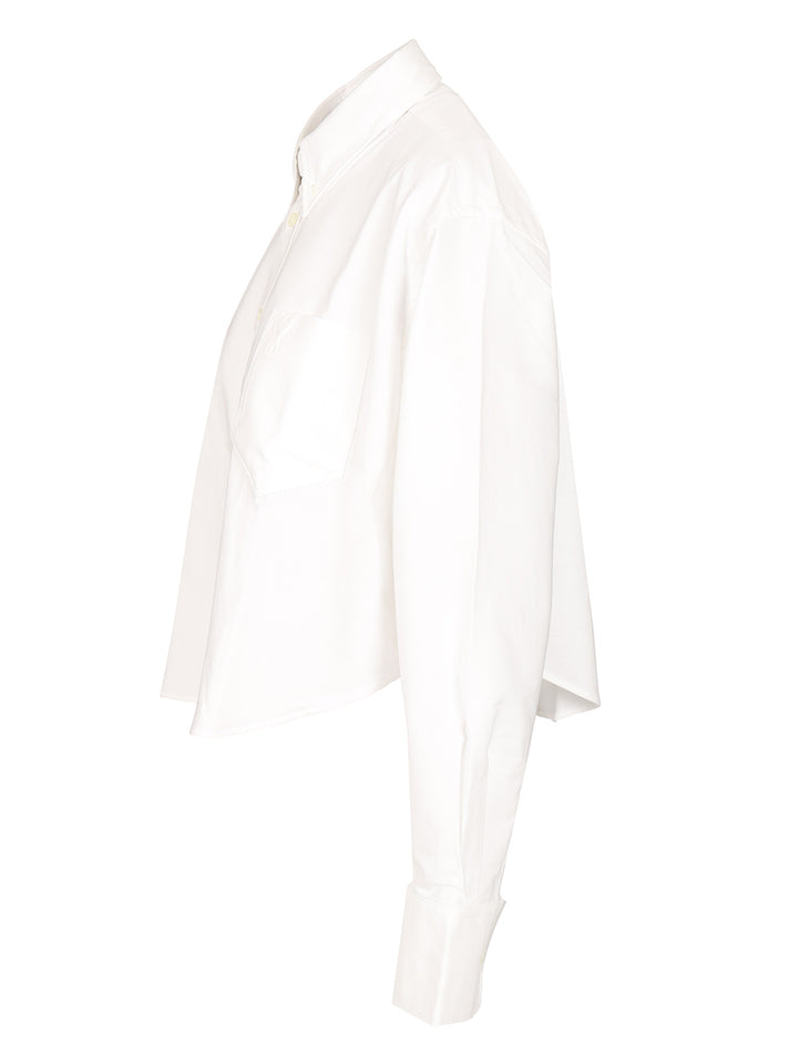 Ami Oversized Cropped Shirt Knitwear - White | 9781c5329c5575099cd7ddf54dfc9bbff05f37bf