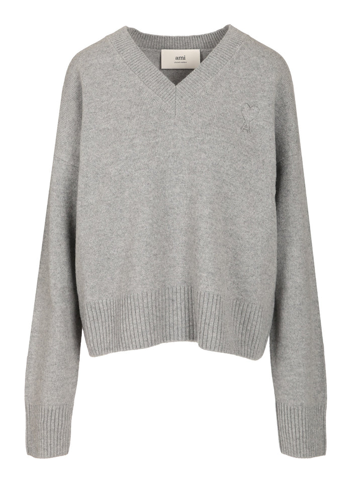 Ami V-Neck Sweater Knitwear - Grey | 1bc87a00a683289f26eff327c5dd1bda3ed1df06