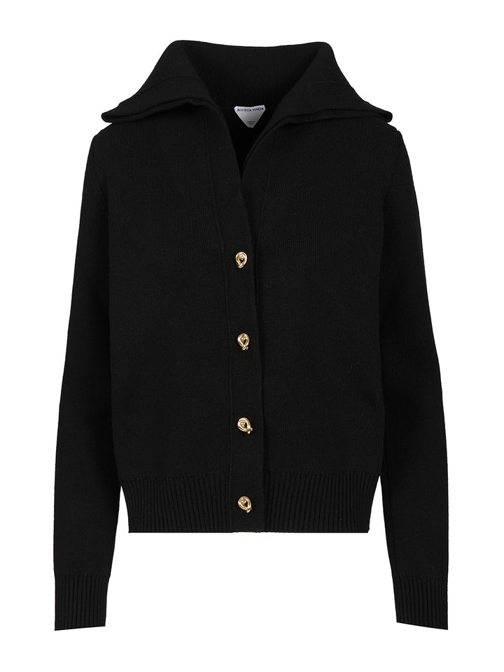 Bottega Veneta Compact Wool Cardigan Knitwear - Black | e4205444e91ae9c64a2fcb5c12dbf264ac0ff400