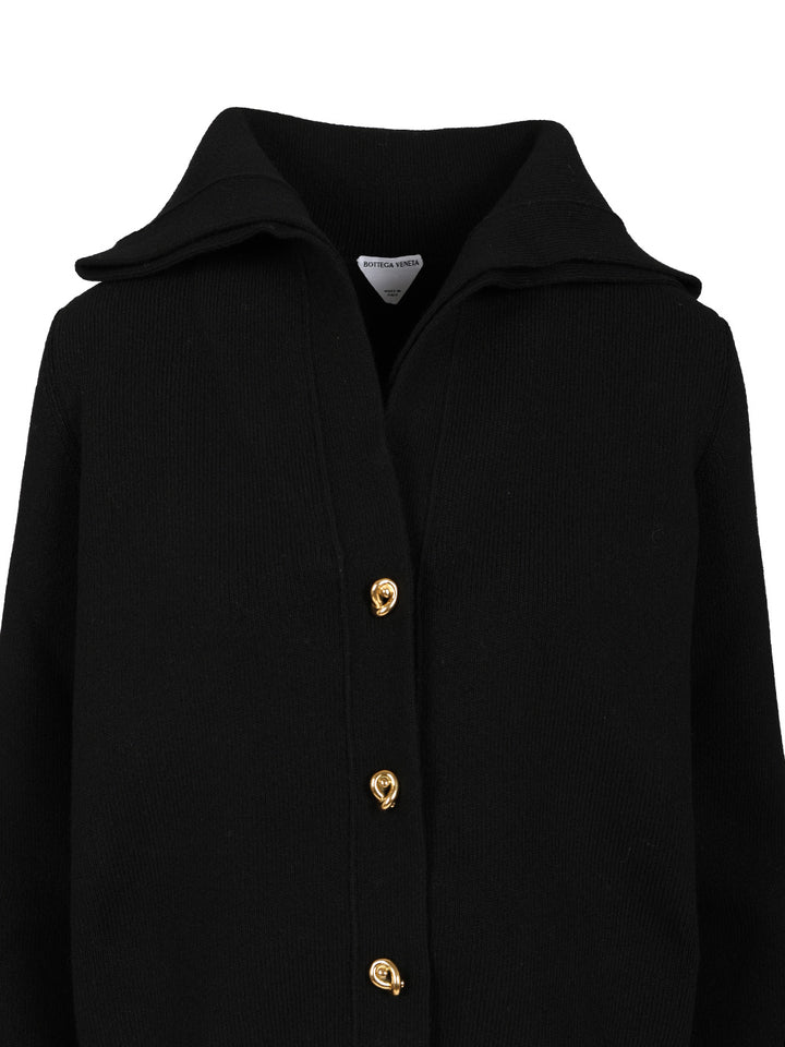 Bottega Veneta Compact Wool Cardigan Knitwear - Black | 31edc07b5f42845ecf3e98fb51cb0bdd2ba8d541