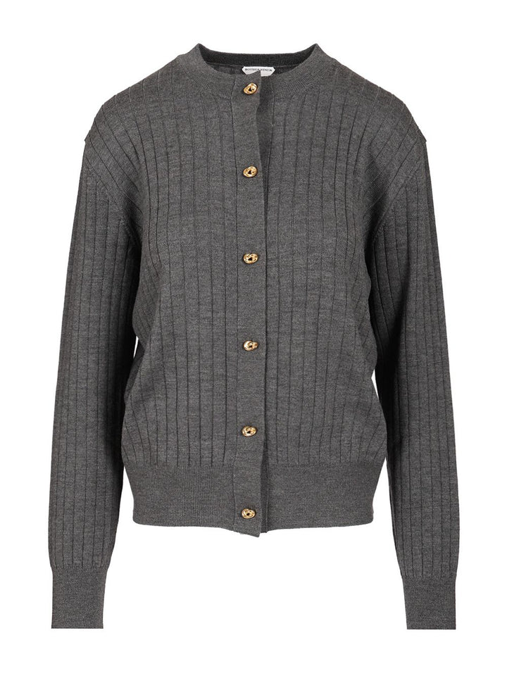 Bottega Veneta Ribbed Wool Cardigan Knitwear - Grey | ea06dd574eaa56f3b893c77b61facdfefad544a6