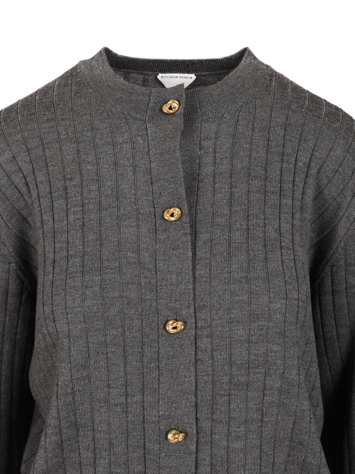 Bottega Veneta Ribbed Wool Cardigan Knitwear - Grey | 640a94f8c0b58d71c4bb35936ca7eb9dfc2d8235
