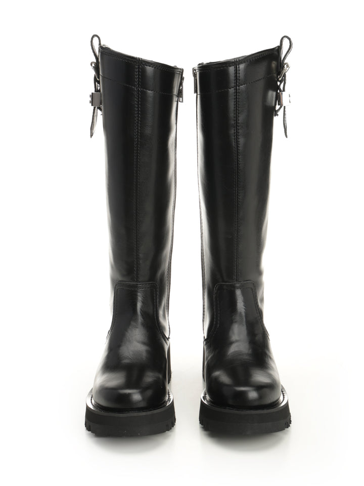 Ganni Studs High Boot Crinkle Oleatex Boots - Black | a68c085f325aeb896bb81fe7ce42fdbe0f091386