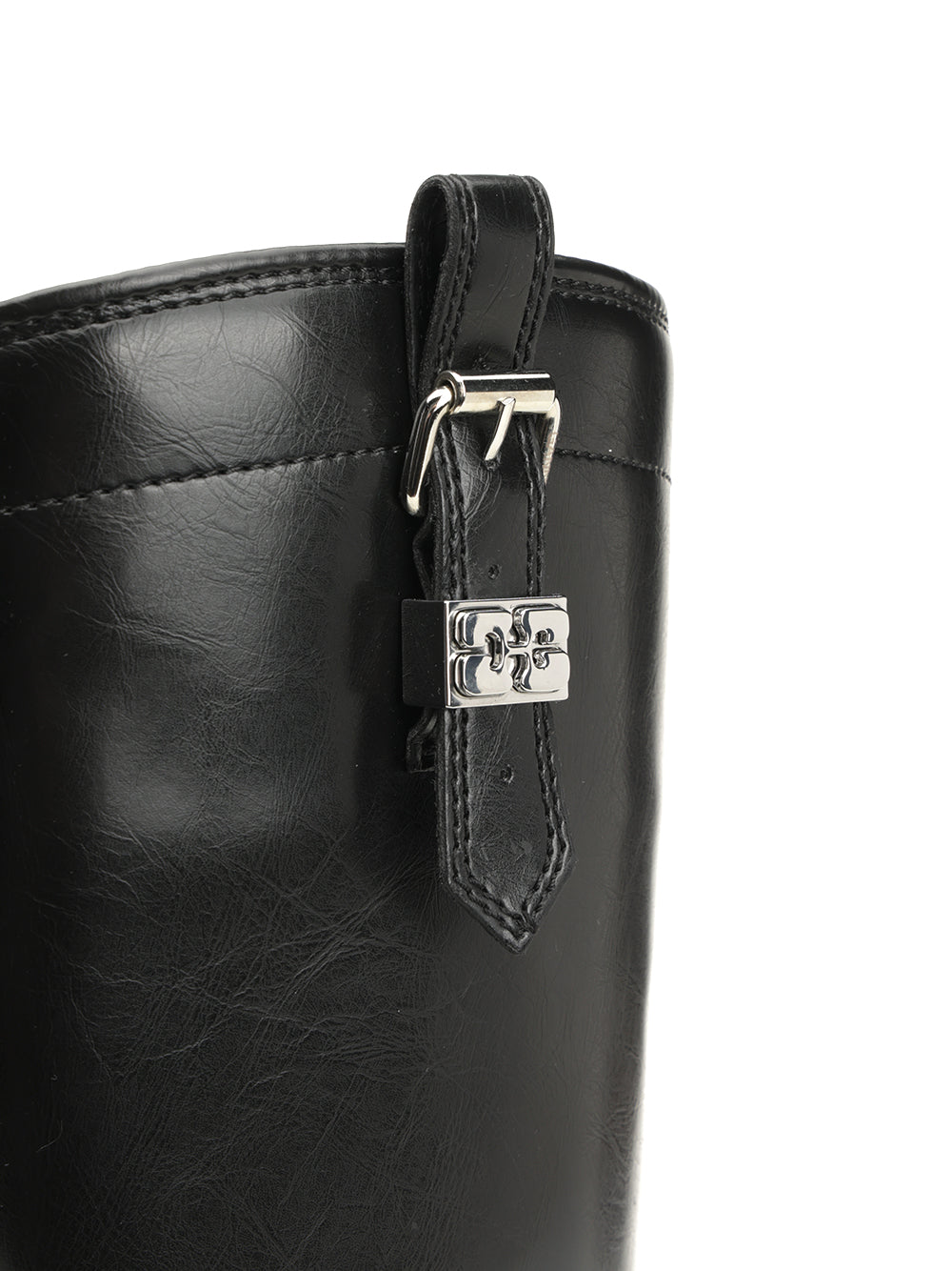 Ganni Studs High Boot Crinkle Oleatex Boots - Black | 0a9f01ec47d3c61816e1978f7213d7f50915185a