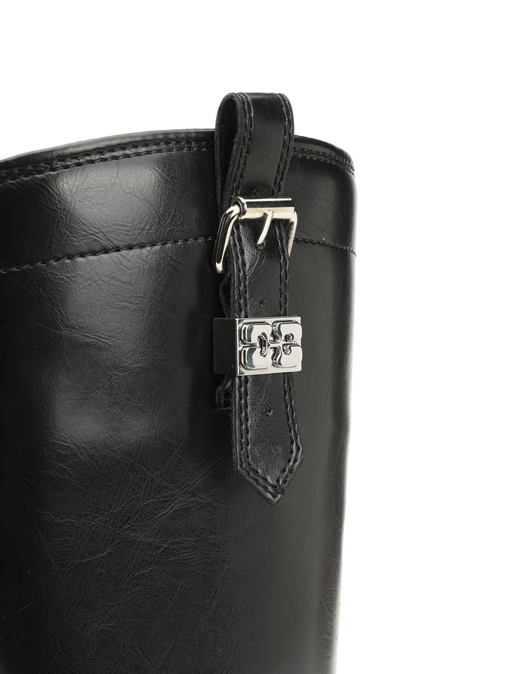 Ganni Studs High Boot Crinkle Oleatex Boots - Black | 0a9f01ec47d3c61816e1978f7213d7f50915185a