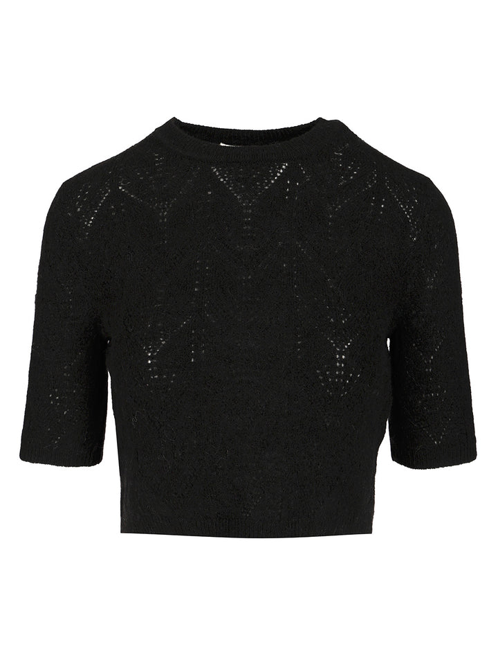 P.A.R.O.S.H. Crop Sweater Knitwear - Black | a07da6c918ebfbcfcc90c1f0b4b385d5123f0ffa