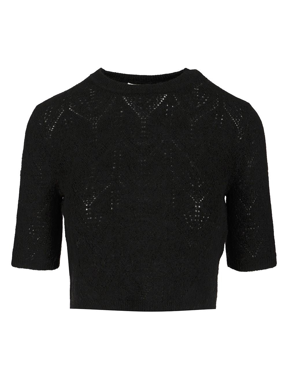 P.A.R.O.S.H. Crop Sweater Knitwear - Black | 07f0e8dd0dc0a8869cbaf0f0b266e46fa48faf71
