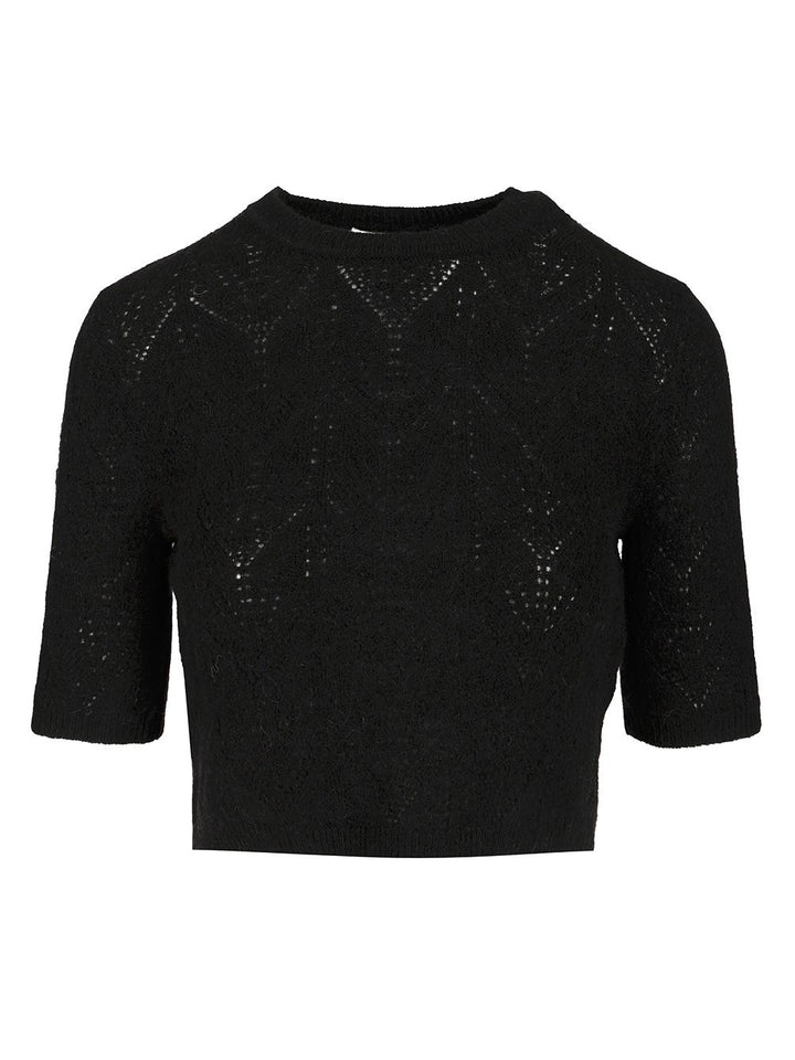 P.A.R.O.S.H. Crop Sweater Knitwear - Black | 07f0e8dd0dc0a8869cbaf0f0b266e46fa48faf71