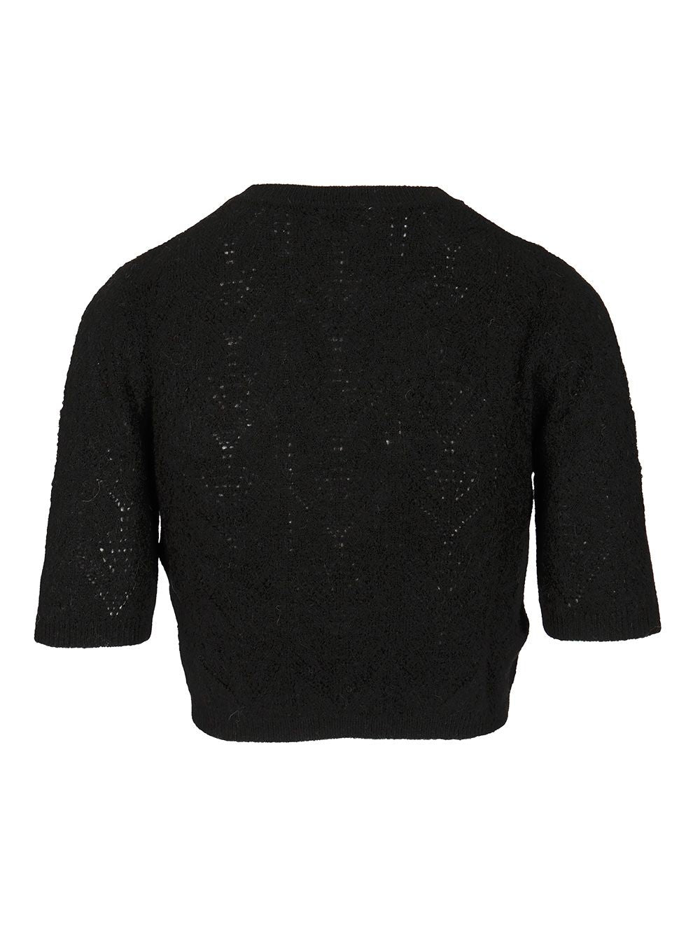 P.A.R.O.S.H. Crop Sweater Knitwear - Black | 46126ea210683b3b7fd6f6c911eda5154ebe2265