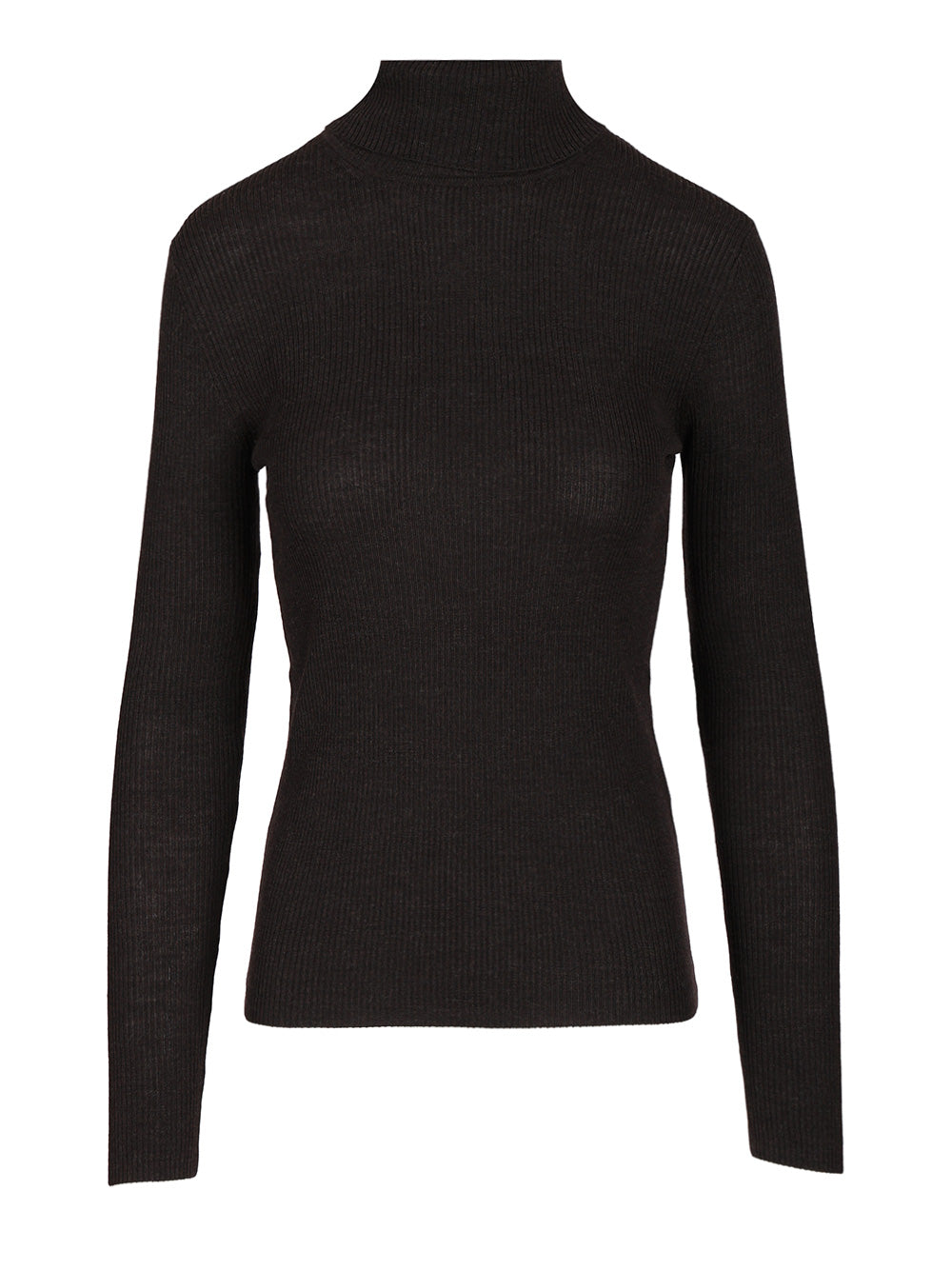 P.A.R.O.S.H. Ribbed Wool Turtleneck Knitwear - Brown | fa149e9fe3f907edba10ea0ec60ca50f69fcf612