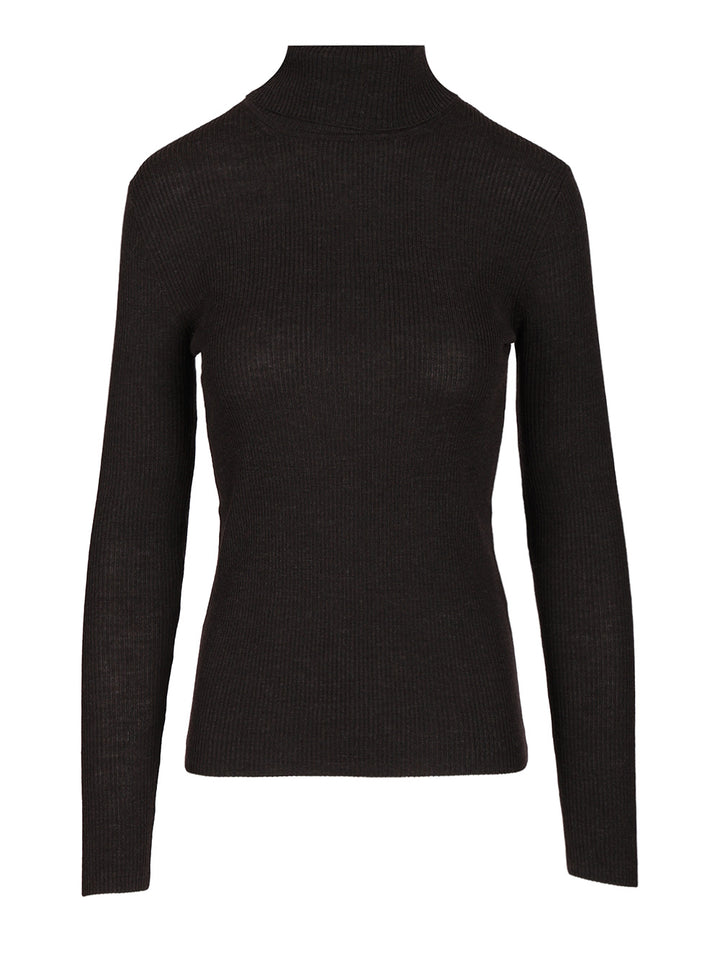 P.A.R.O.S.H. Ribbed Wool Turtleneck Knitwear - Brown | fa149e9fe3f907edba10ea0ec60ca50f69fcf612