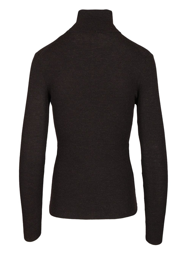 P.A.R.O.S.H. Ribbed Wool Turtleneck Knitwear - Brown | 43d960582f715ae3421c6002a662197ab1c51121