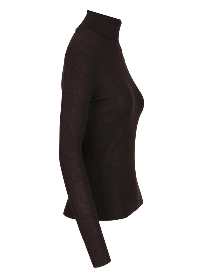 P.A.R.O.S.H. Ribbed Wool Turtleneck Knitwear - Brown | 463bb565e50730b9baf2841491e77a9b2b01ffc4