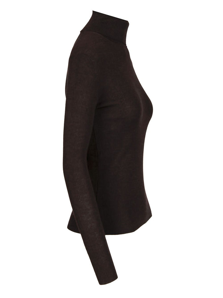 P.A.R.O.S.H. Ribbed Wool Turtleneck Knitwear - Brown | 58452c4be7e0d134e86f33cb1584e51cf518eea1