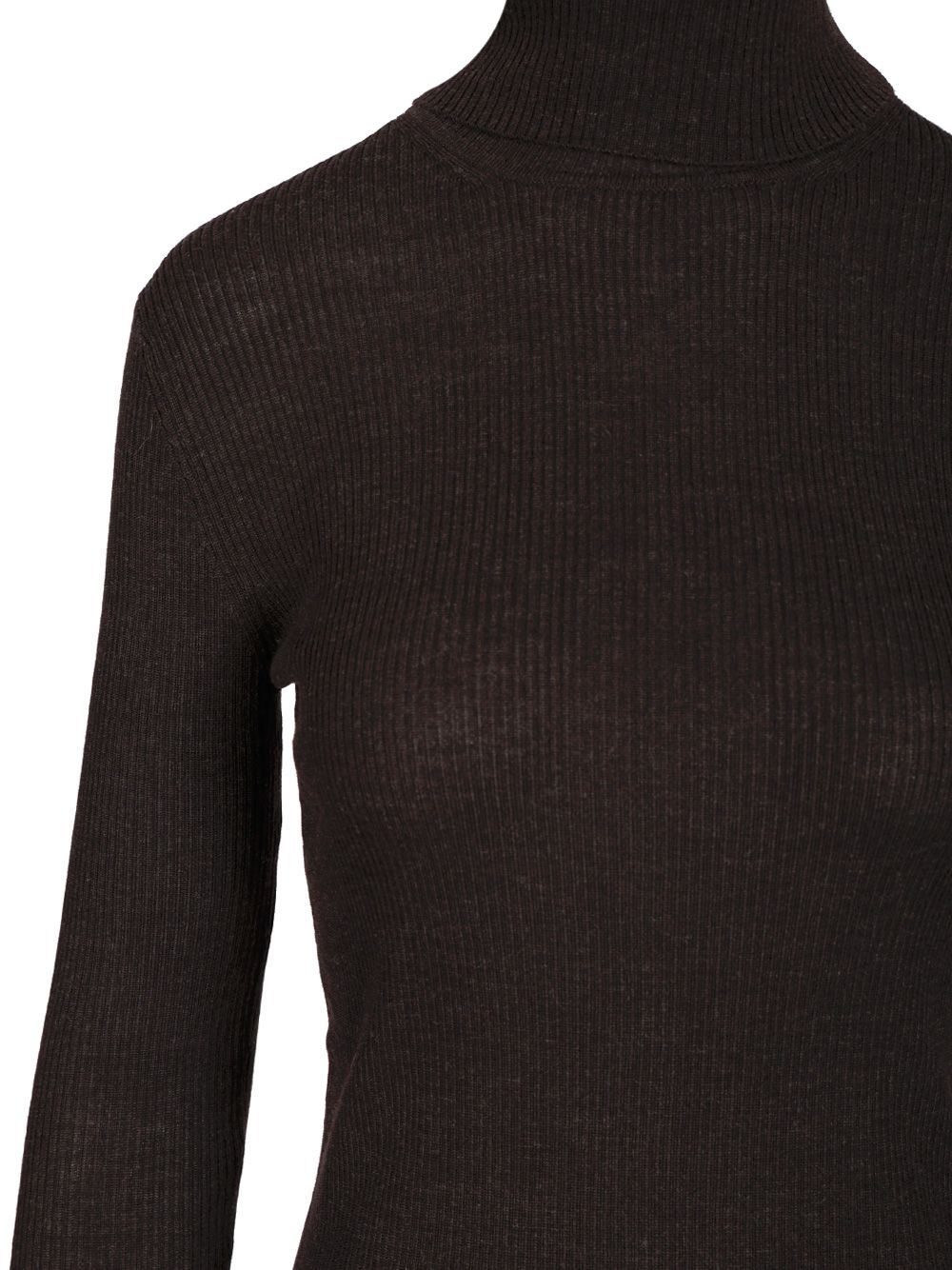 P.A.R.O.S.H. Ribbed Wool Turtleneck Knitwear - Brown | caab9db9ec45e6fbe52b32e04eea881a8909c2e5