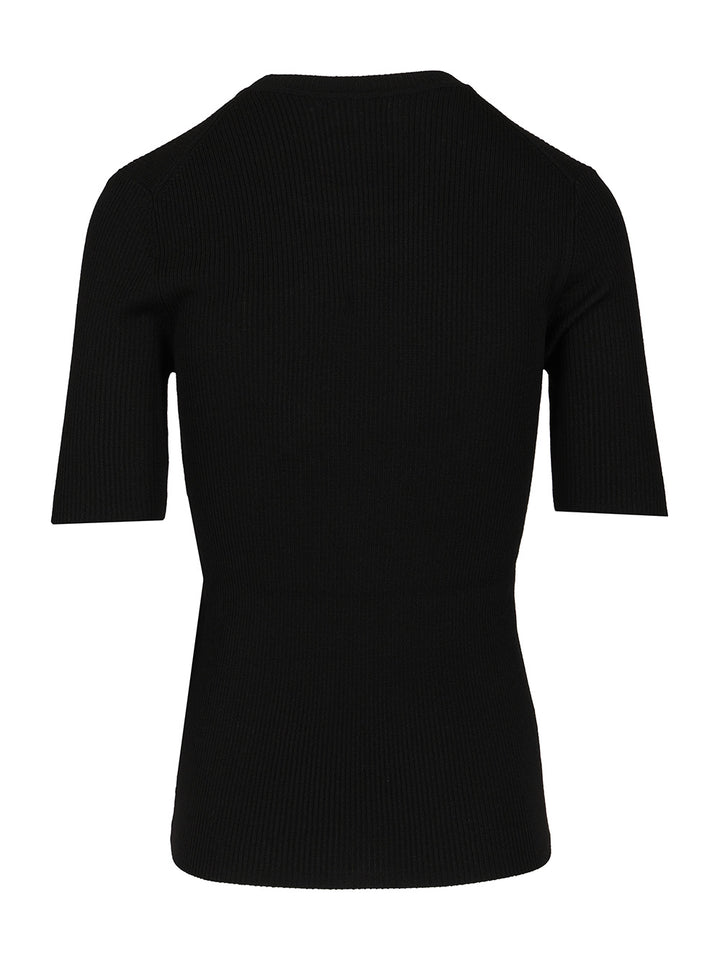 P.A.R.O.S.H. Half Sleeve Sweater T-Shirt - Black | bf3354b8c08bd593aa70e27a252c810fa6e95f94