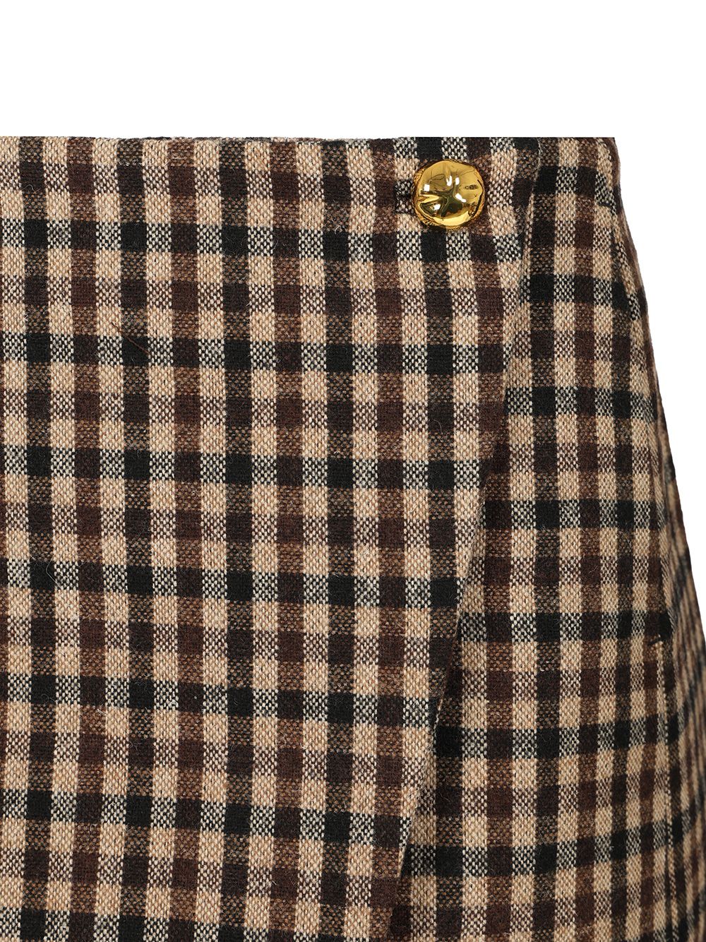 Ganni Checked Wool Mini Skirt Skirts - Brown | 69042eb1fbf411f55d6a2da126be6b9e252a0c7f