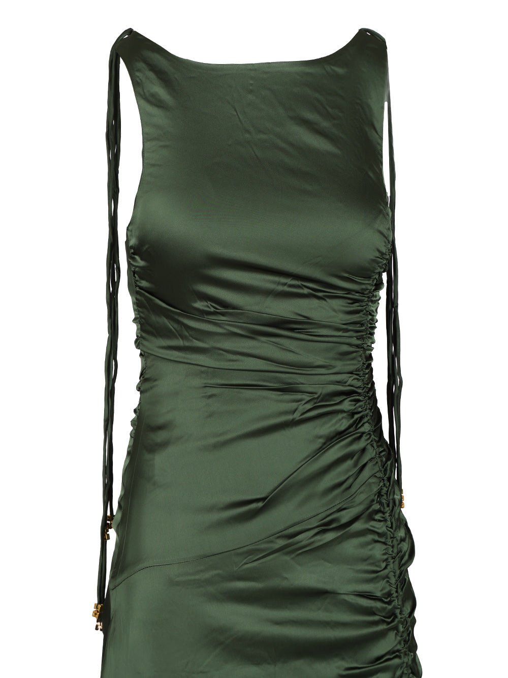Ganni Satin Ruffled Dress Dresses - Green | 8a26a678e5ae814fe1a6c613519d5f40acc663c7