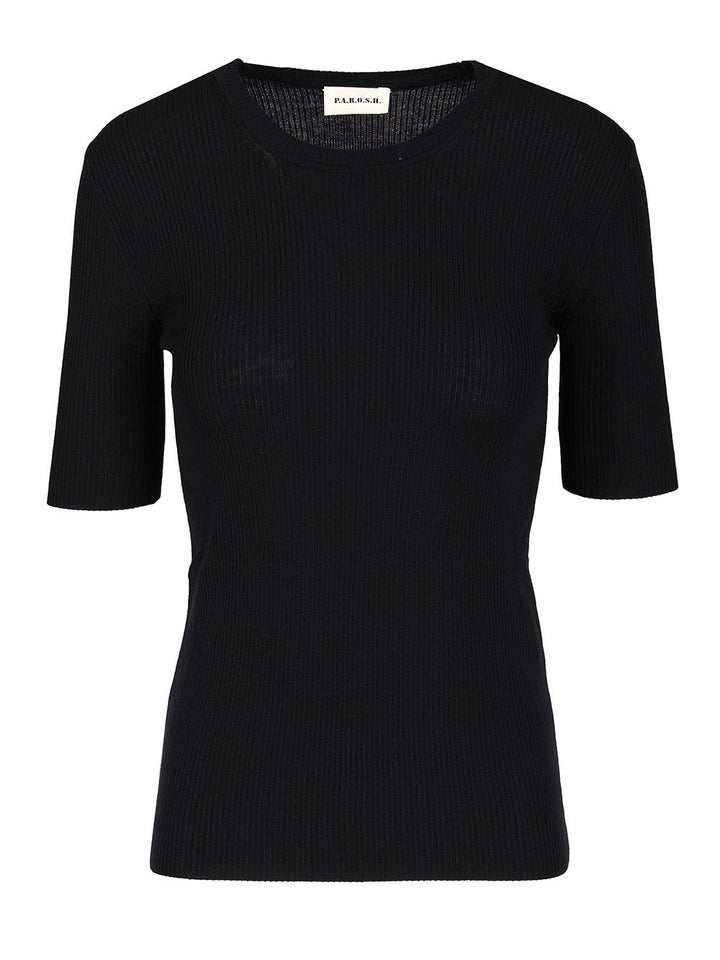 P.A.R.O.S.H. Half Sleeve Sweater T-Shirt - Blue | caca3c7a1f2afdf9b818c2c0bb7c0e1f31f0a7a4