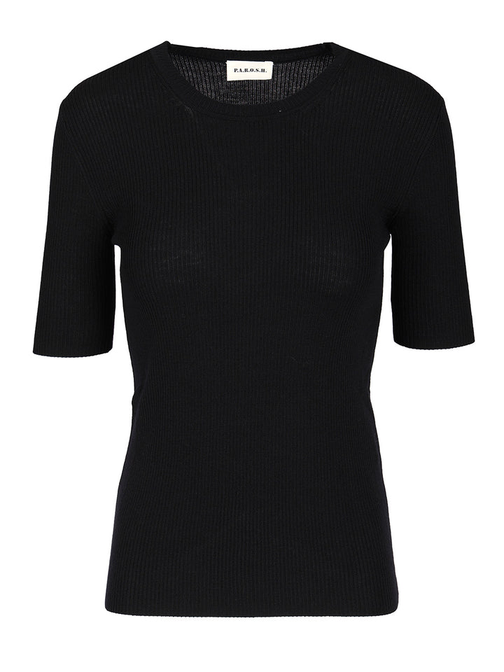 P.A.R.O.S.H. Half Sleeve Sweater T-Shirt - Blue | af6e641165c9cde350e6c313cf0d8335c95451bc