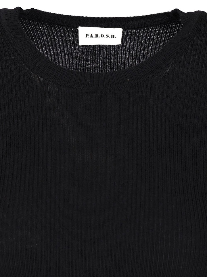 P.A.R.O.S.H. Half Sleeve Sweater T-Shirt - Blue | 91f4c0a04c706d7409b044f1dee0ec44fc1f0684