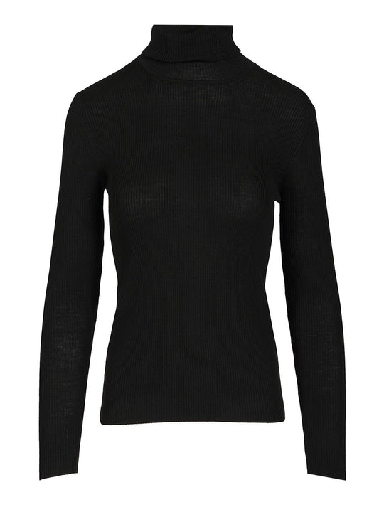 Ribbed Wool Turtleneck Knitwear Black