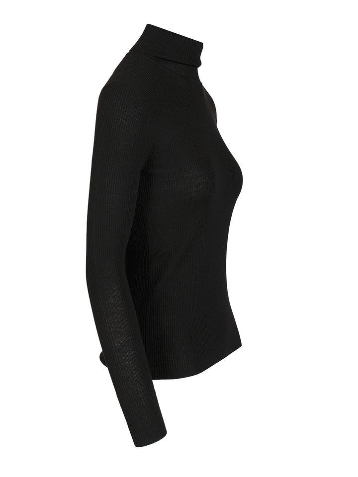 P.A.R.O.S.H. Ribbed Wool Turtleneck Knitwear - Black | 692c7c0f7ff08e8d9190ec4f9cc2fc2ea180d342