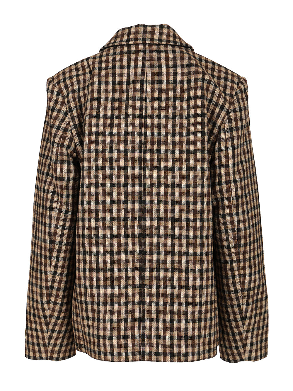 Ganni Checked Wool Blazer Jackets - Brown | c8f30265731665fc54ca259707698789fa99052f