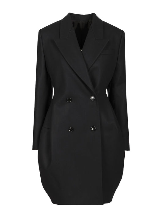 Double-Breasted Rounded Coat Coats Blue