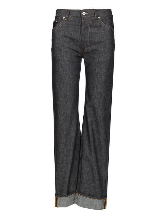 With Woven Pocket Jeans Blue