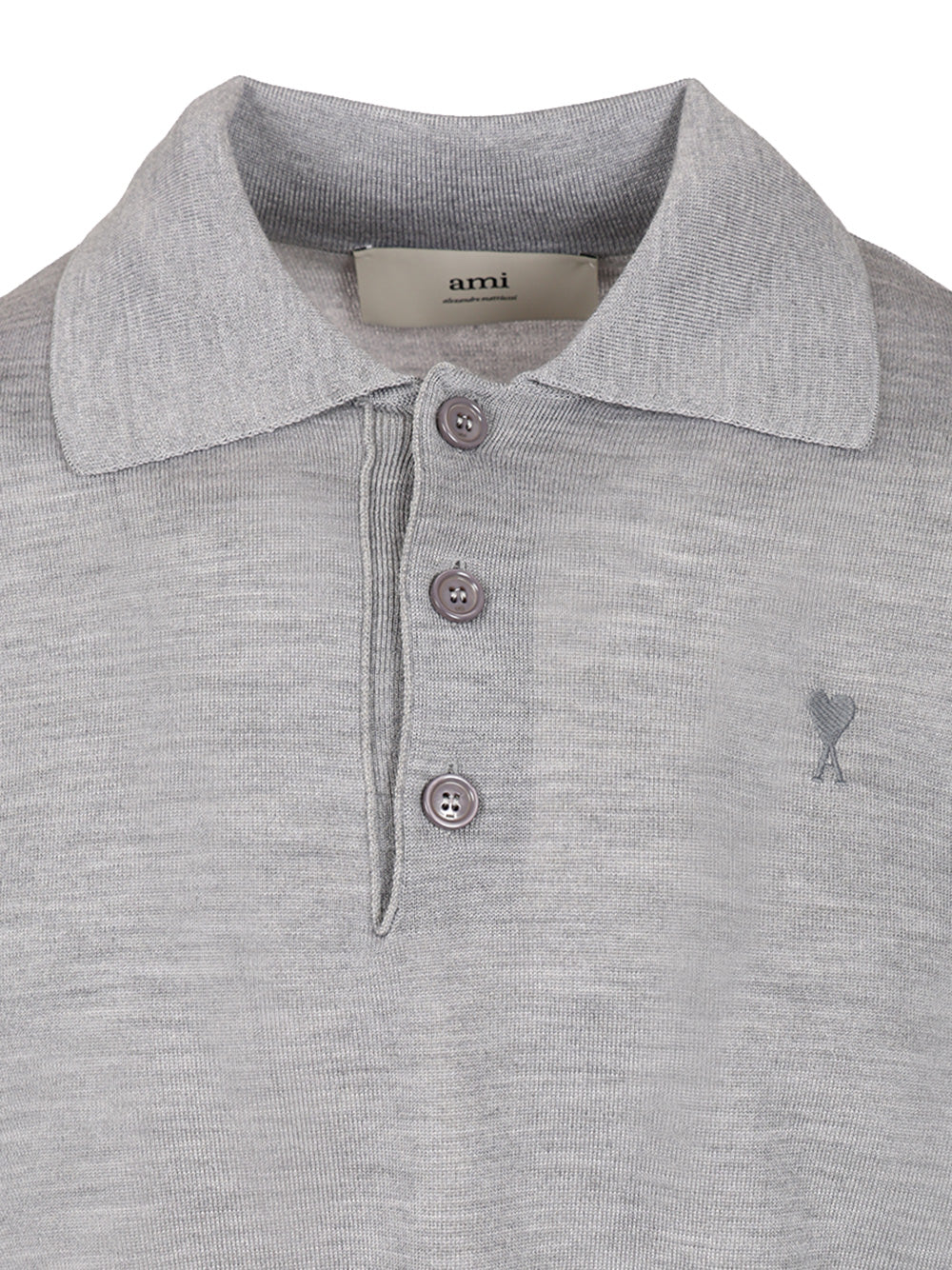 Ami Ami De Coeur Polo Shirt Knitwear - Grey | a60794c87b2798e3657cf657e7978219b140fac2