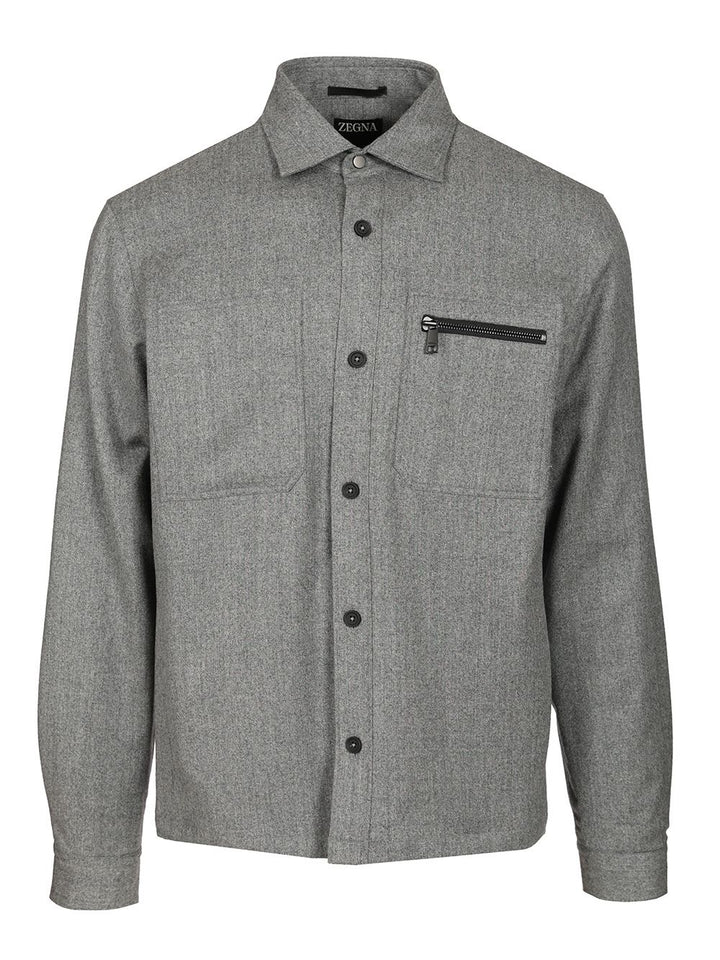 Ermenegildo Zegna Techmerino™ Overshirt Shirts - Grey | 347d14228b56eff2ed2aa30cde7c8139e84c65ea