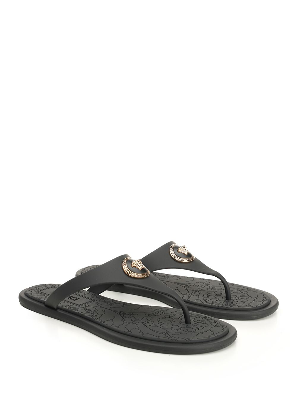 Versace Rubber Slides Sandals - Black | 848b06b8dc9dcc3241d5ef7f0ebbdf78fc481fb1