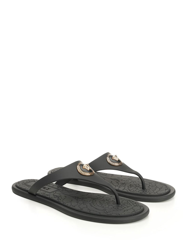Versace Rubber Slides Sandals - Black | 848b06b8dc9dcc3241d5ef7f0ebbdf78fc481fb1