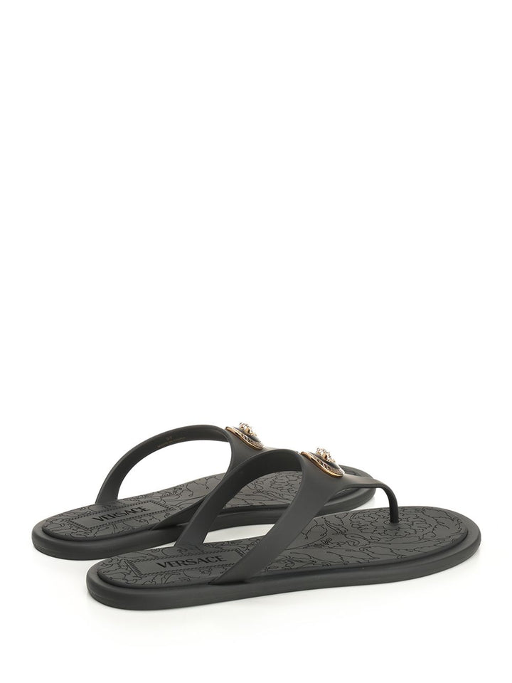 Versace Rubber Slides Sandals - Black | a6cb4e21ed425e4d71726b461f83e2e3e6837824