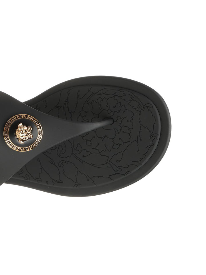 Versace Rubber Slides Sandals - Black | f6970150e63a80599bb3ee66118cab223b6dec64