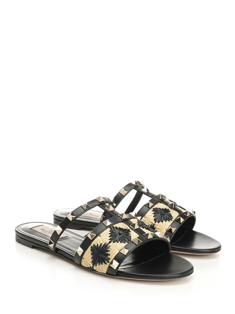 Valentino Garavani Raffia And Leather Sandal Sandals - Black | d8d9e85c852c4061b9b3ce8dd3a224fdcdcb6b64