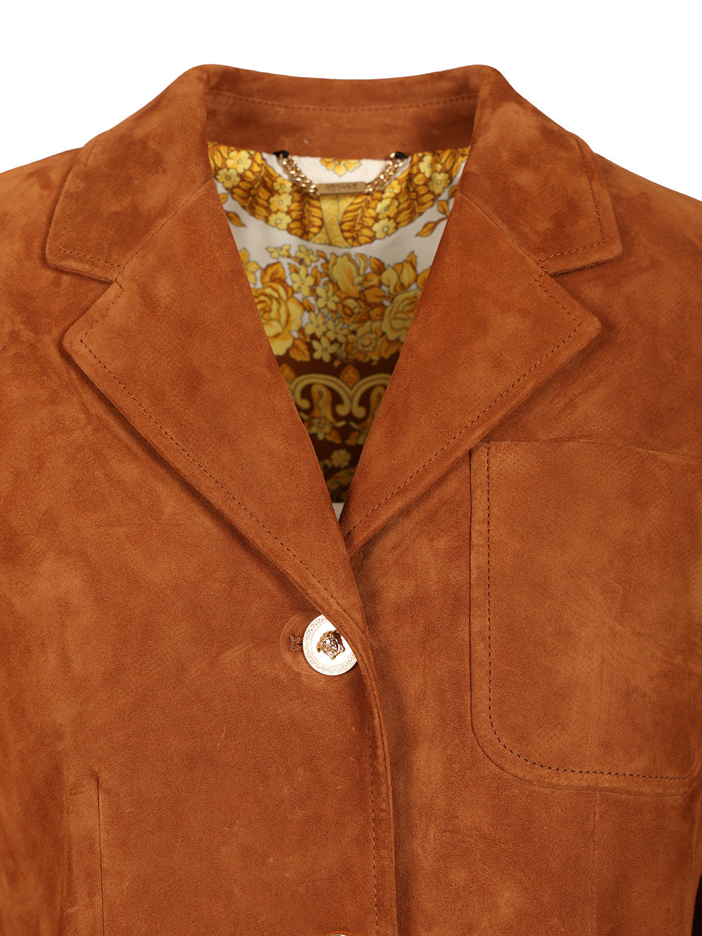 Versace Suede Jacket Jackets - Brown | f76ace44cb74460bc0515eace29638db3ba51480