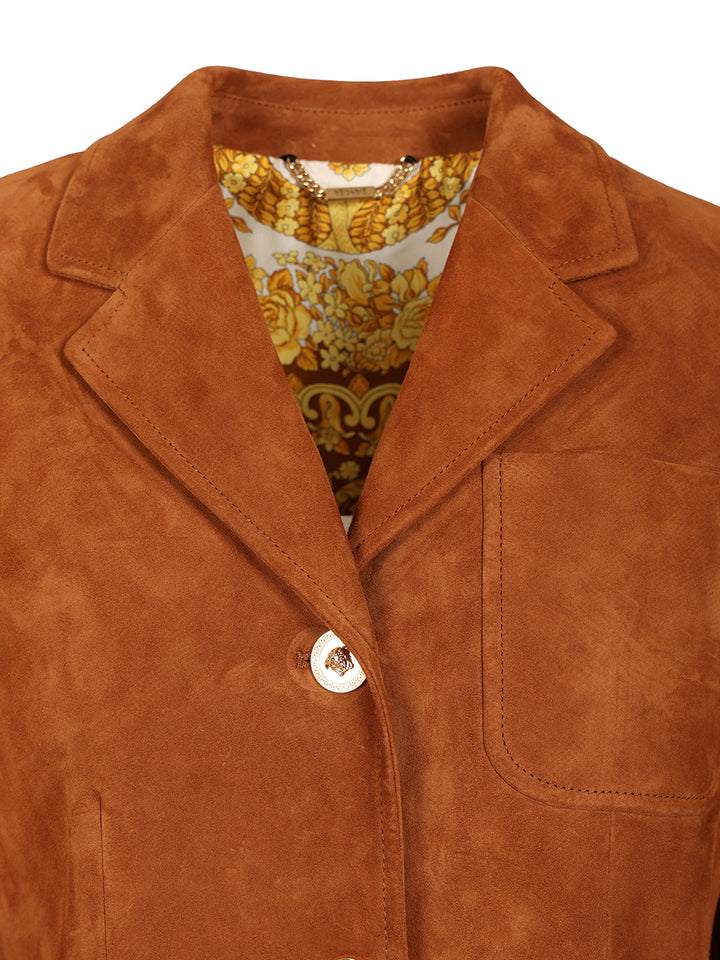 Versace Suede Jacket Jackets - Brown | f76ace44cb74460bc0515eace29638db3ba51480
