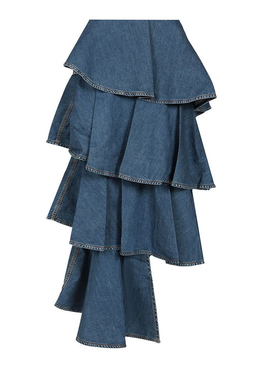 Asymmetric Spiral Skirt Skirts Blue