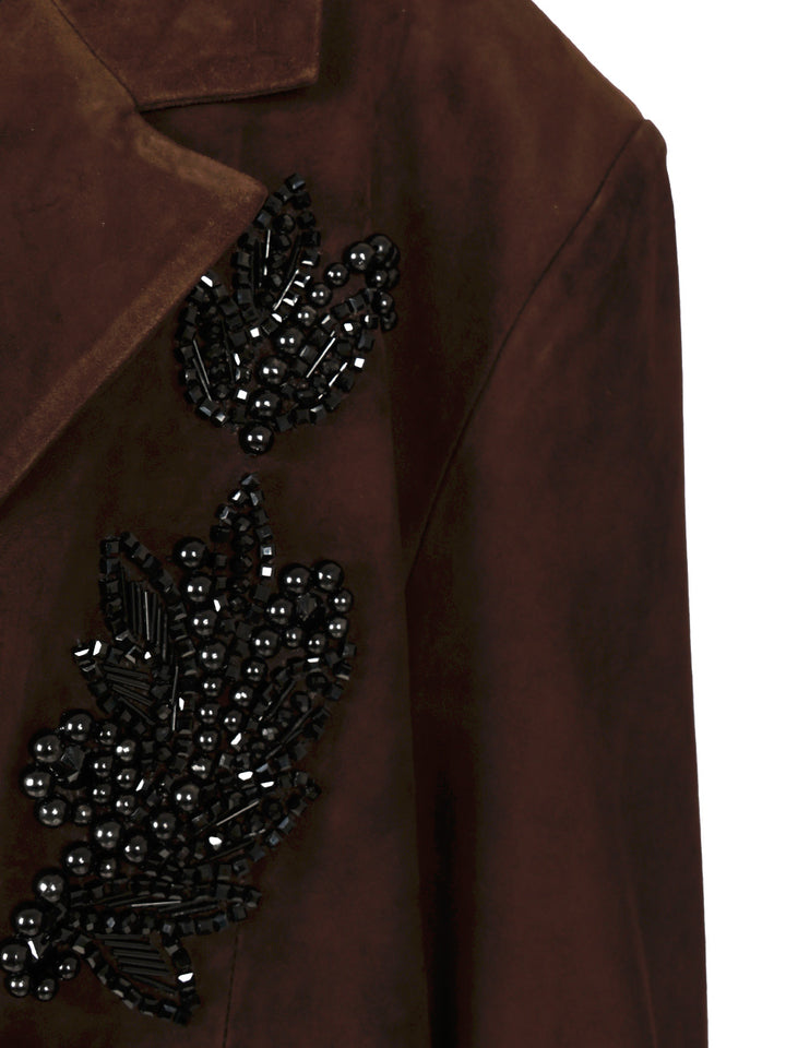 P.A.R.O.S.H. Jacket With Beaded Embroidery Jackets - Brown | cedf19af146078f5c719b5a8f2fd8d6276d010c8