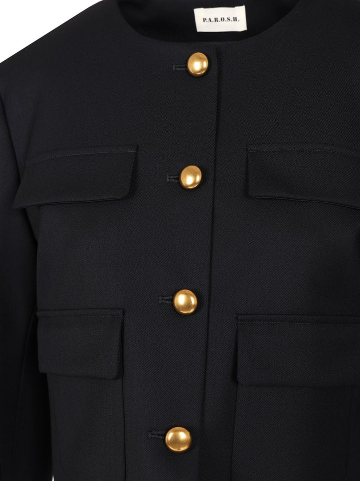 P.A.R.O.S.H. Gabardine Jacket Jackets - Blue | 376a1e7dba27de16a67b0a66a2d34719a1e0fb37