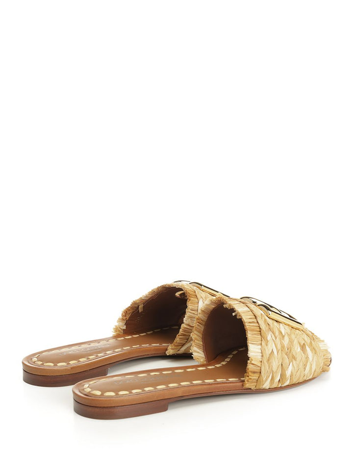 Dolce & Gabbana Raffia Slipper Sandals - Beige | a5878201779f3322b79e927e13c03a641b0310cf