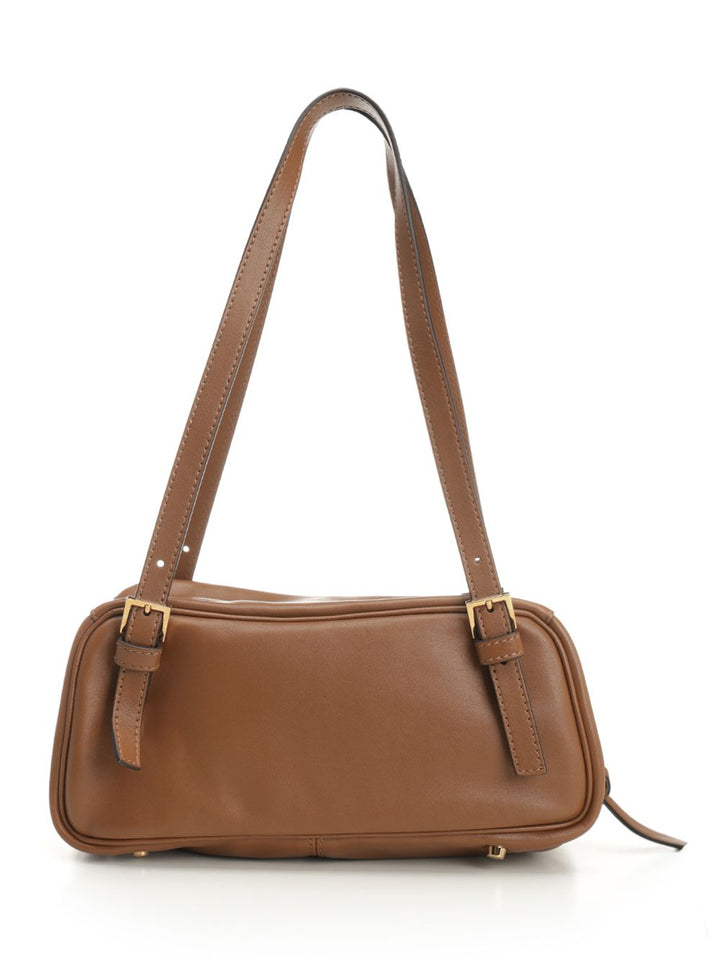Versace Versace Tag Bowling Bag In Nappa Leather Shoulder Bags - Brown | da449a81fc73340032ffe3ea1ddf193d4dc00842