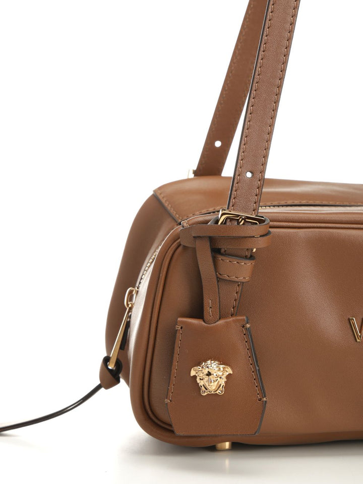 Versace Versace Tag Bowling Bag In Nappa Leather Shoulder Bags - Brown | 21789eb16c3112f748b8e85248aef03e9554dc15