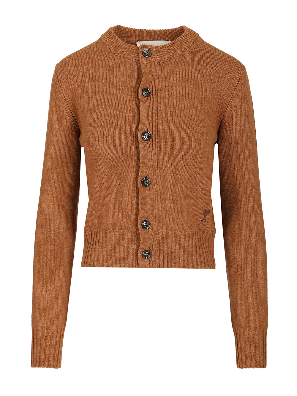 Ami Wool And Cashmere Cardigan Knitwear - Brown | d39a5561b2ae8c77579953abc34fff71d0ec52a1