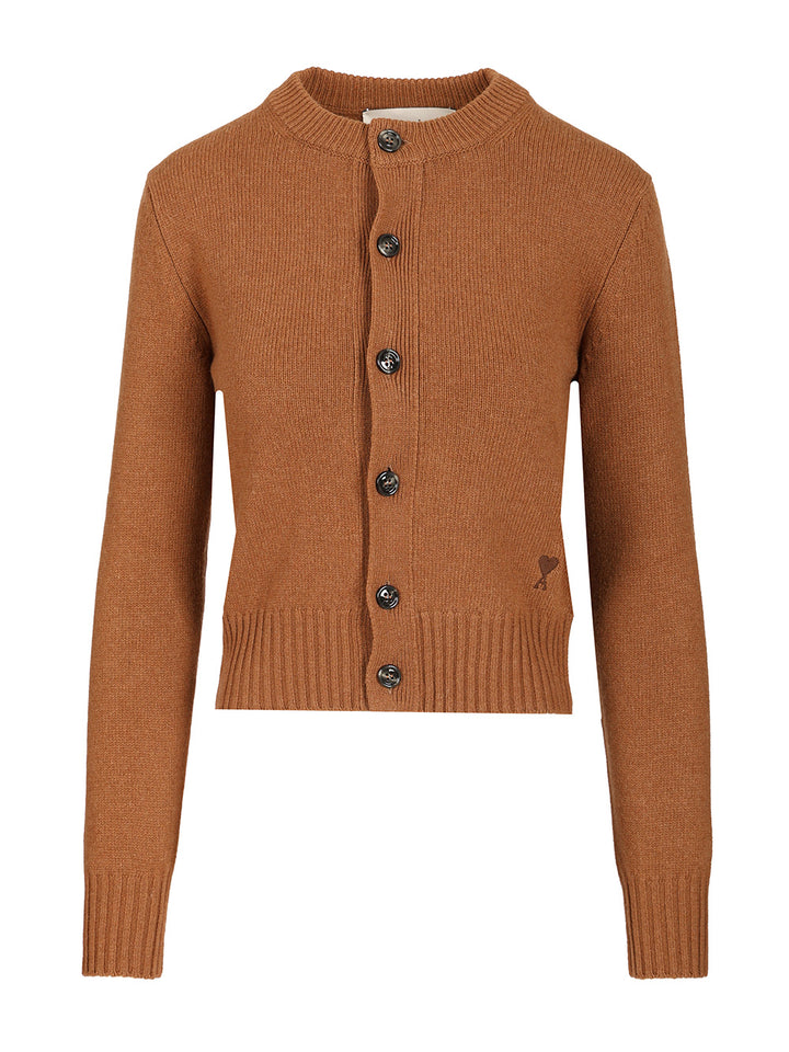 Ami Wool And Cashmere Cardigan Knitwear - Brown | d39a5561b2ae8c77579953abc34fff71d0ec52a1
