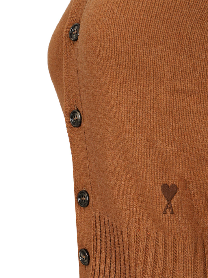 Ami Wool And Cashmere Cardigan Knitwear - Brown | fee2d15c572d4621e48f62a8980ec6cd630671e0